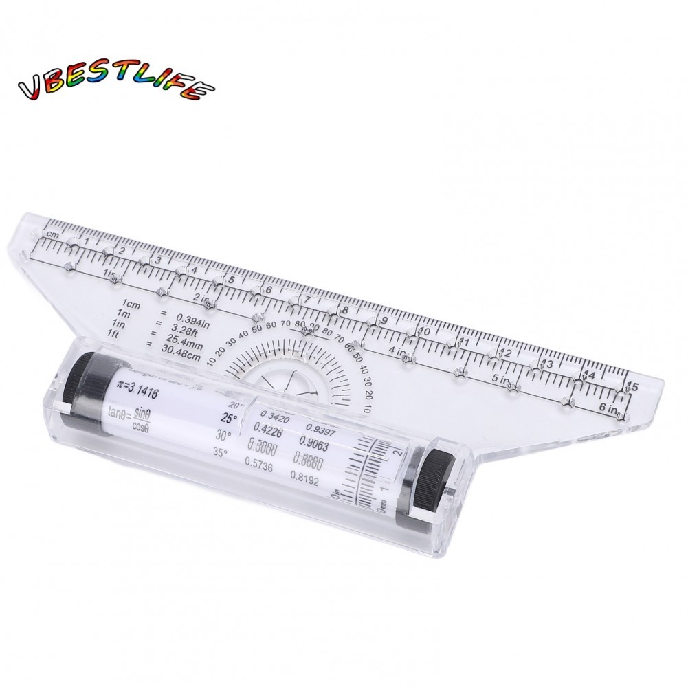 VBESTLIFE Built in Protractor Roller Ruler Plastic Material Lightweight ...