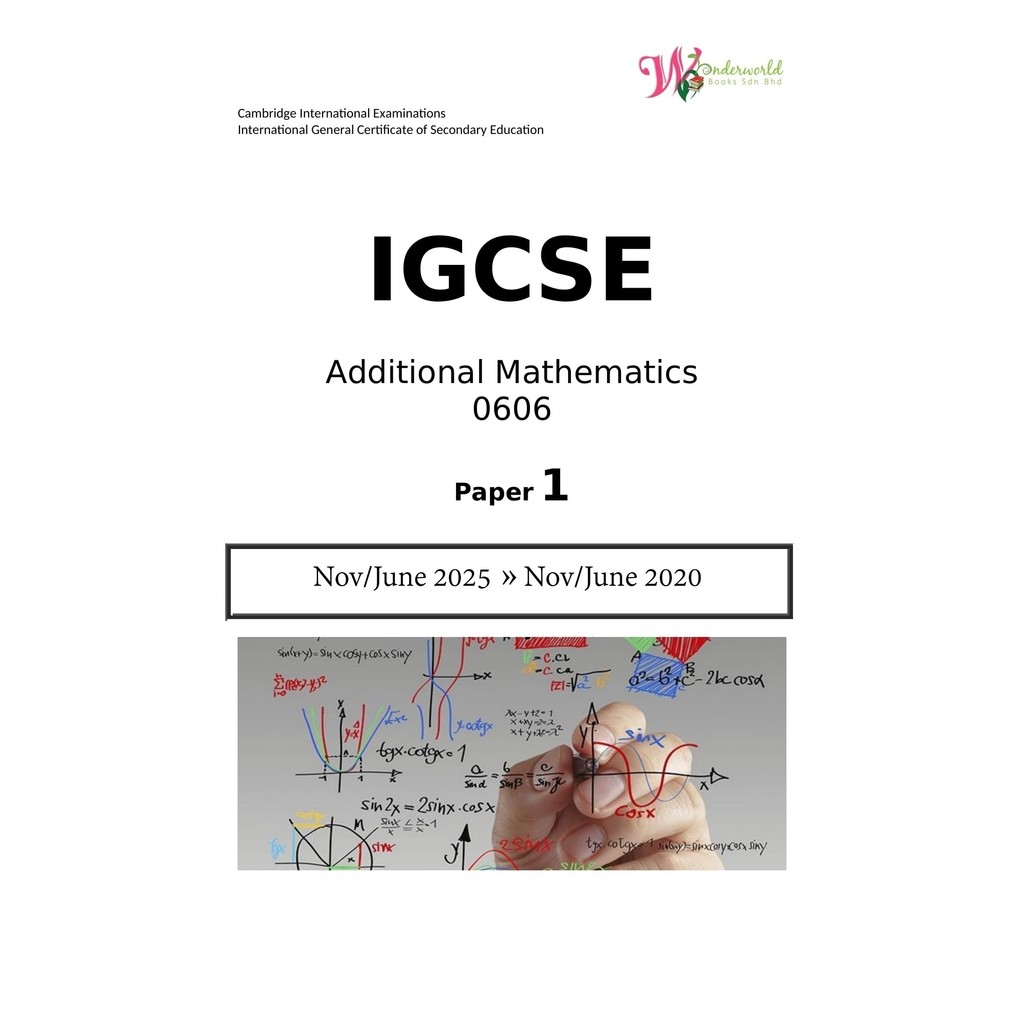 IGCSE Additional Mathematics 0606 | Paper 1 | Question Papers | Shopee ...