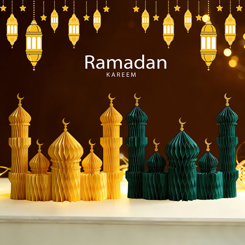 2026 Ramadan Hanging Pendant Moon Castle Honeycomb Ornaments Eid AlFitr ...