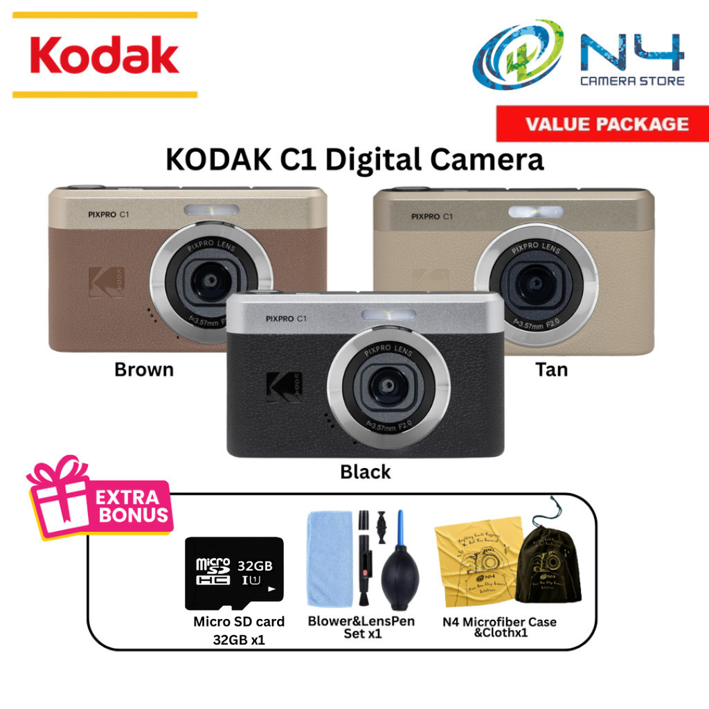 KODAK C1 Digital Camera All-in-one 13MP Sensor, 26mm Fixed Focus Lens ...