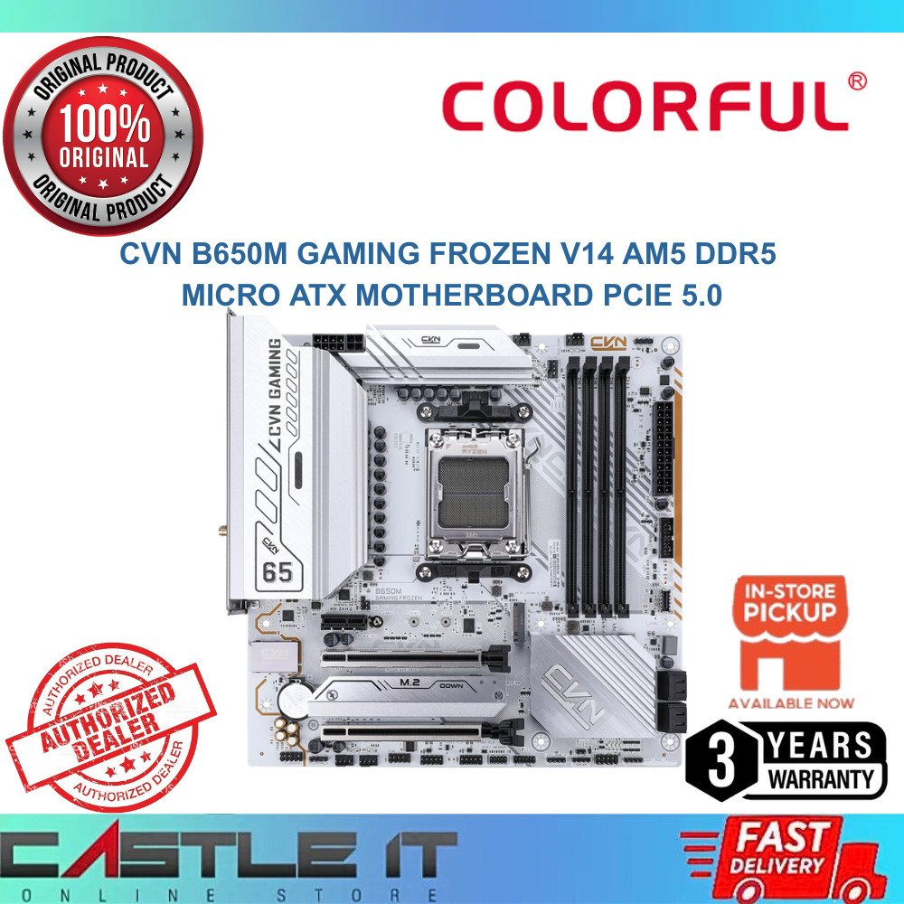 Colorful CVN B650M Gaming Frozen V14 AM5 DDR5 Micro ATX Motherboard ...