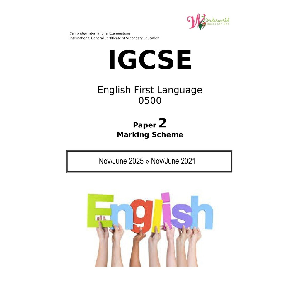 IGCSE English First Language 0500 | Paper 2 | Marking Scheme | Shopee ...