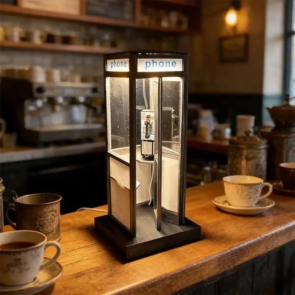 TRENDYSTYLE Phonebooth Lamp, Warm LED Light British Style Telephone ...