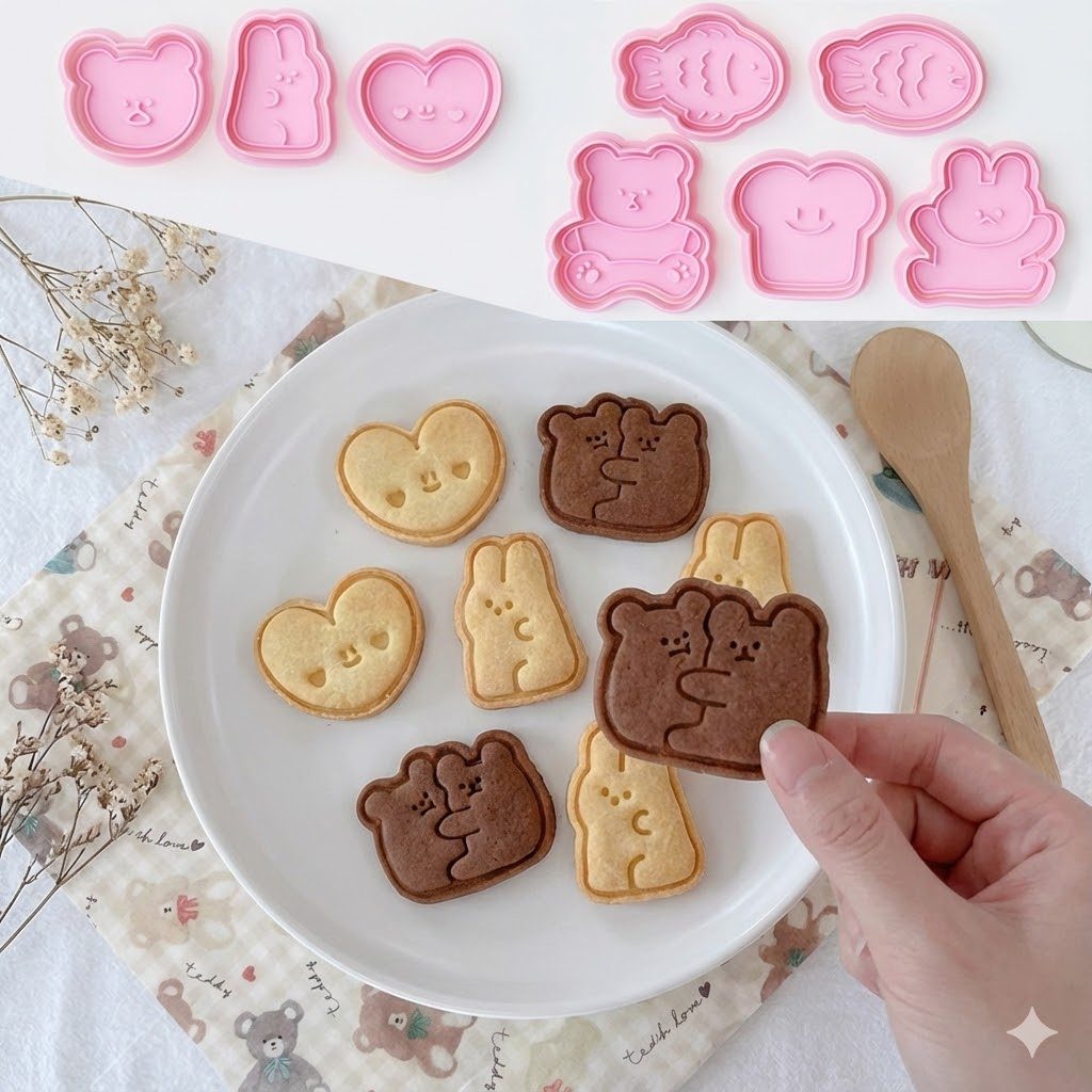 Cartoon Bear Fish Rabbit Cookie Cutters Cake Biscuit Mold Cookie Stamp ...