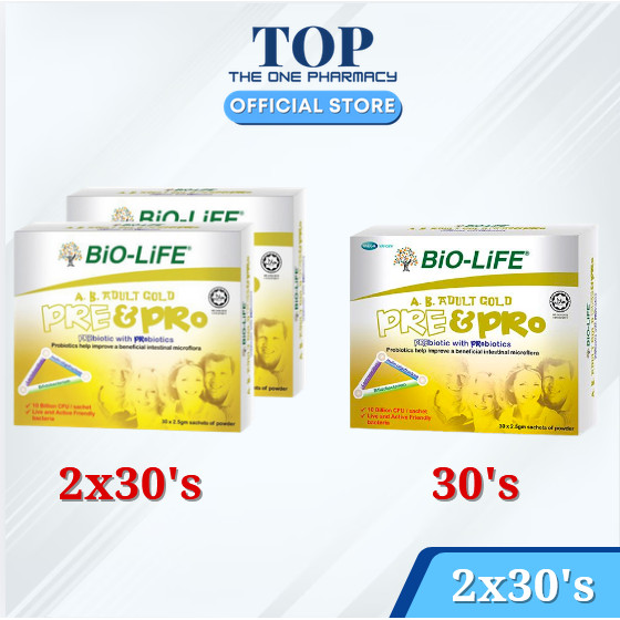 Bio-Life AB Adult Gold Pre & Pro Prebiotic with Probiotics (30's/2 x 30 ...