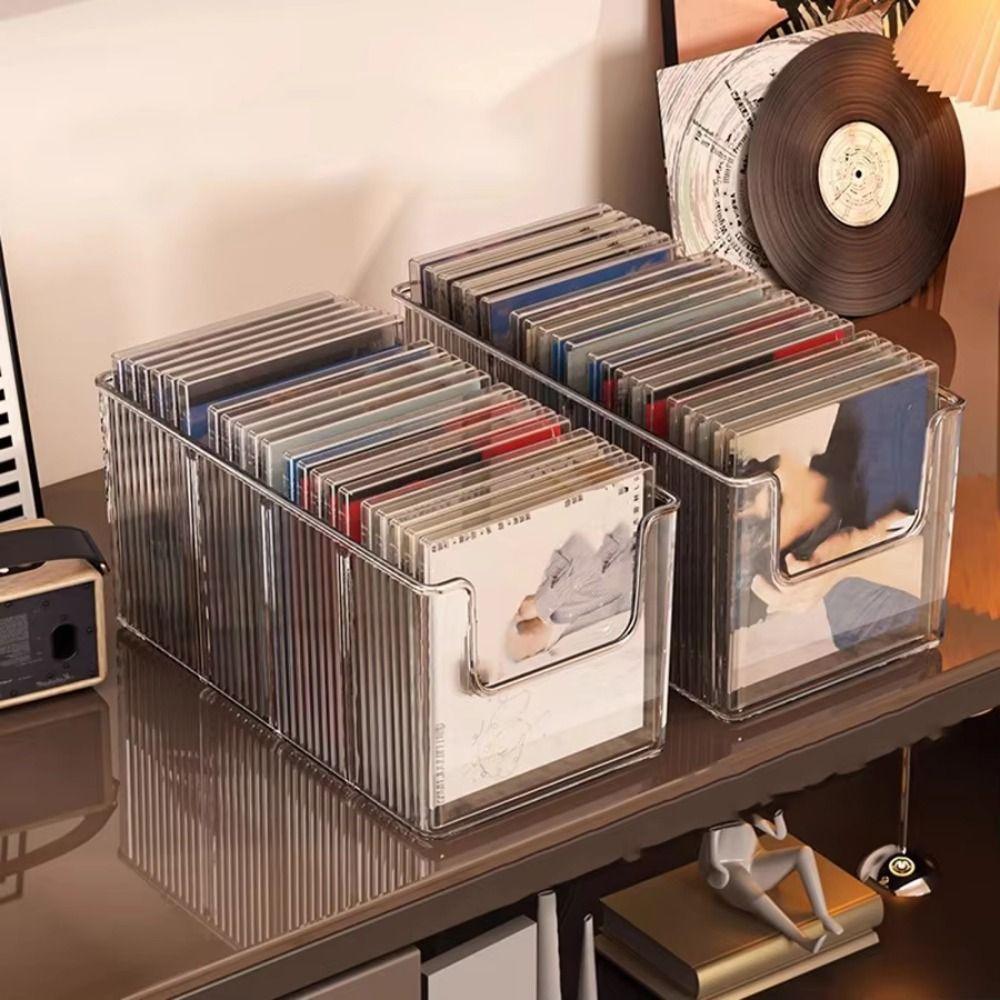 MALCOLM1 Vinyl Record Display Boxes, 4 Compartment Space Saving Desktop ...