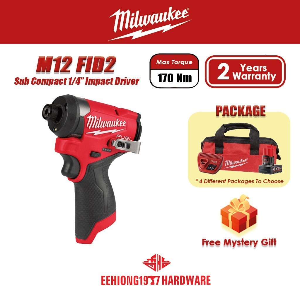 MILWAUKEE M12 FID2 Gen III 1/4'' Hex Cordless Impact Driver Electric ...