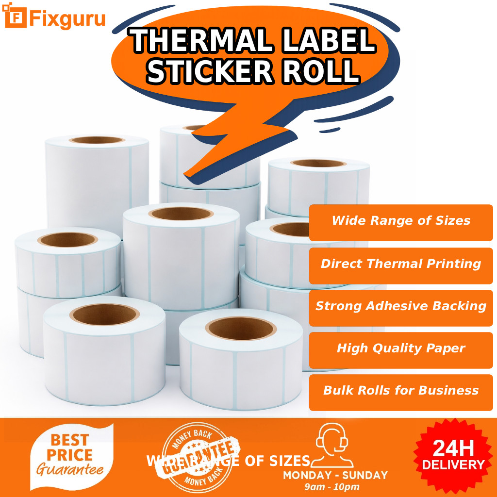 Fixguru - Thermal Label Sticker Roll Multiple Sizes | Barcode / Courier ...