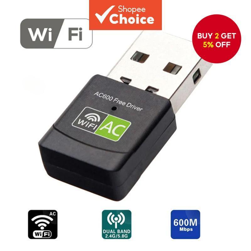 AC600 Free Drive Dual Band USB Wireless Adapter 2.4G 5G for Desktop ...