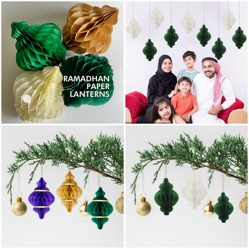 2026 Eid Mubarak Retro Hanging Ornament Hari Raya Honeycomb Pendant ...