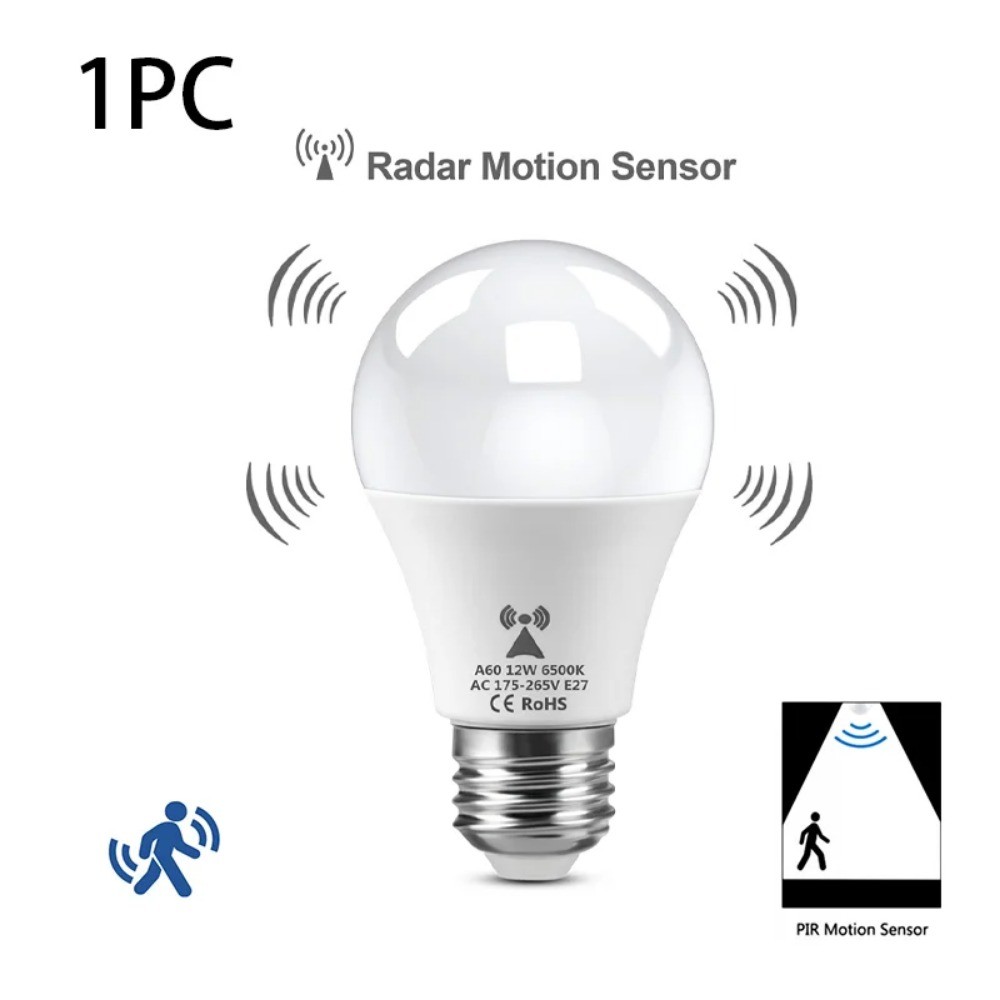 Microwave Radar Detection LED Light Bulb 220V E27 9/12/15/18/25W Radar ...