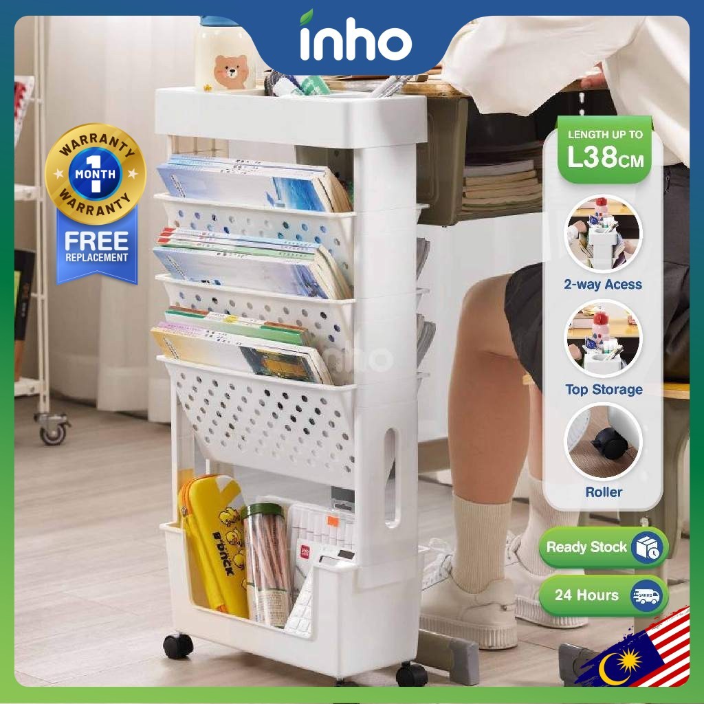 INHO Multi-functional Movable Shelving Side Rack Learning Storage Rack ...