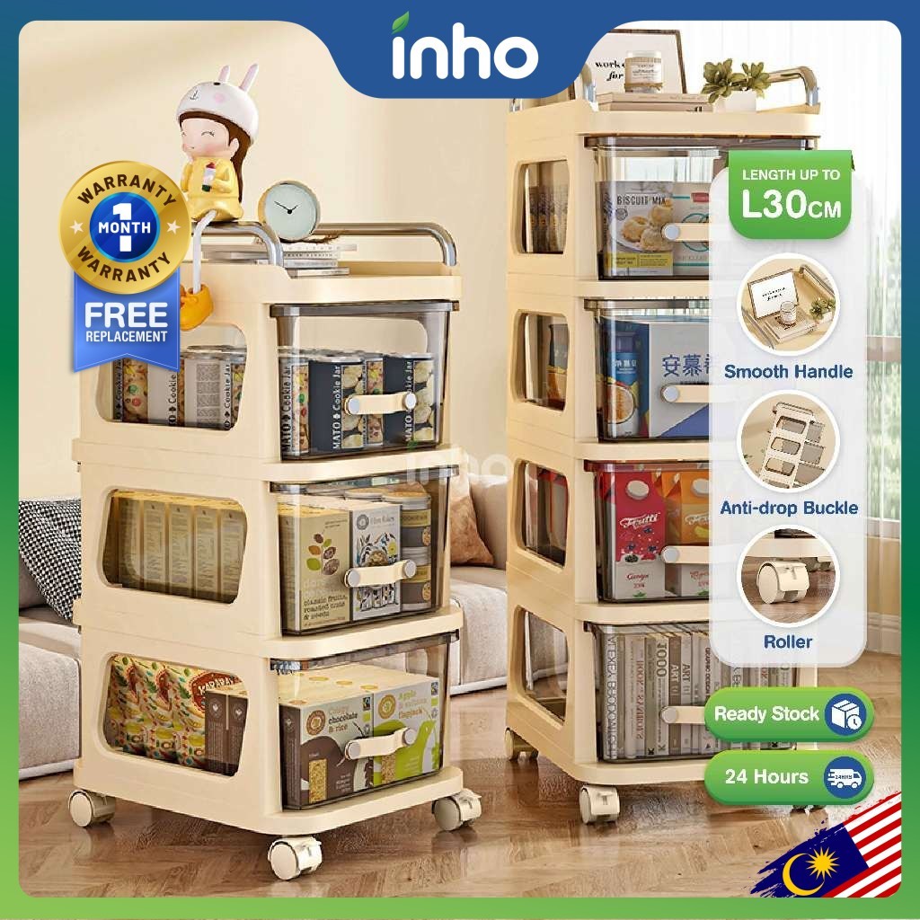 INHO L30cm (2-5 Layers) Multifunction Storage Rack With Wheels Large ...