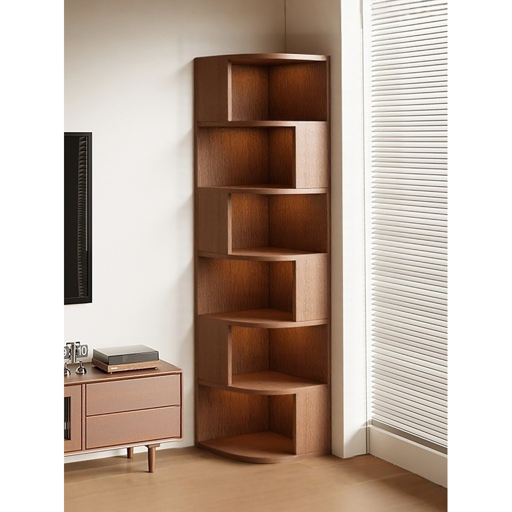 Rak Buku Sudut Vintage – Corner Bookcase Segi Tiga untuk Ruang Tamu ...