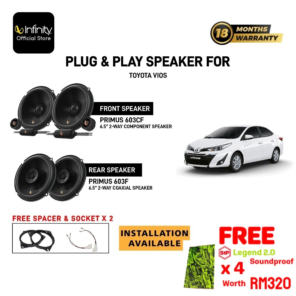 Infinity Plug & Play Speaker For Toyota Vios. Infinity Primus 603F ...