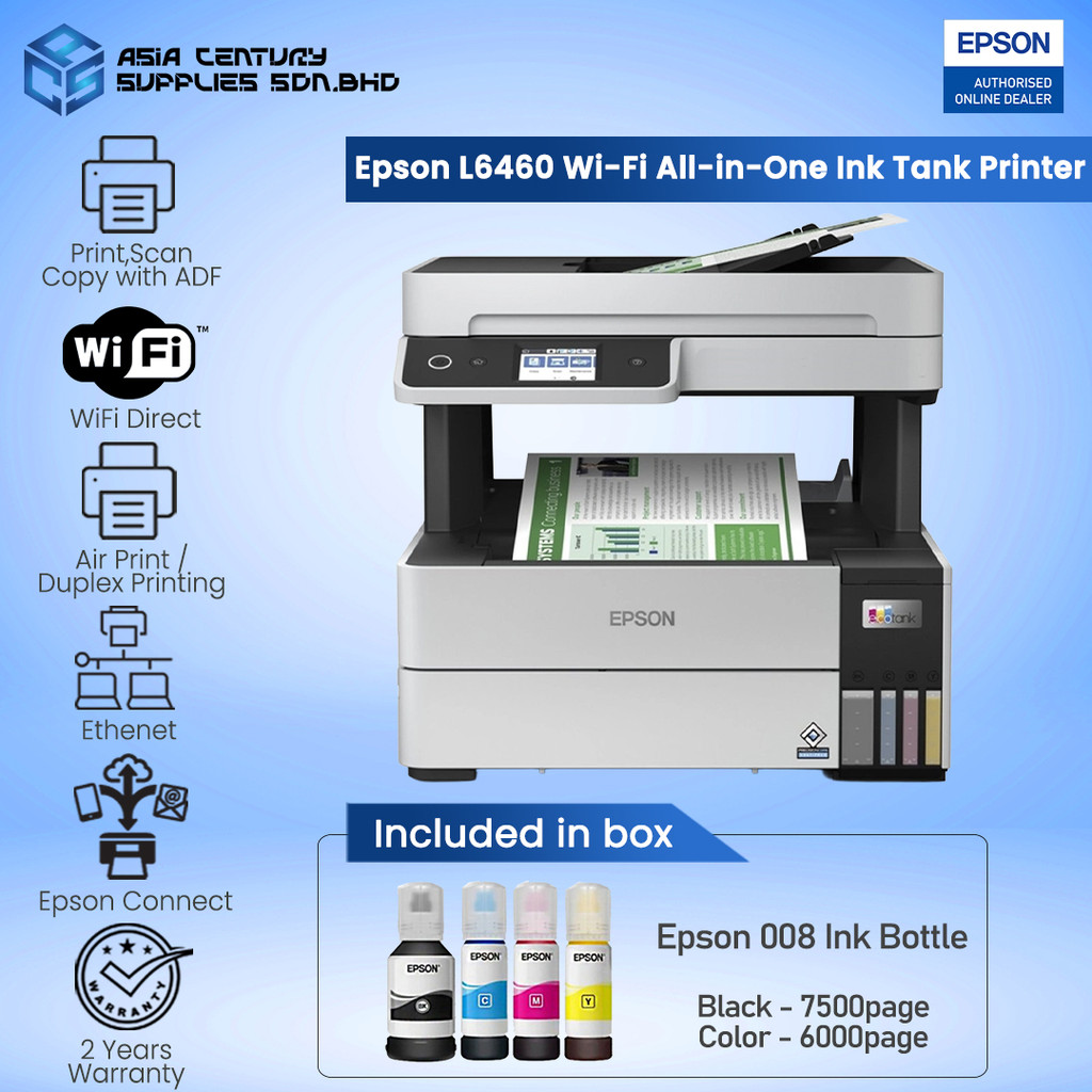 Epson EcoTank L6460 All In One A4 Color Ink Tank Printer / Print Scan ...