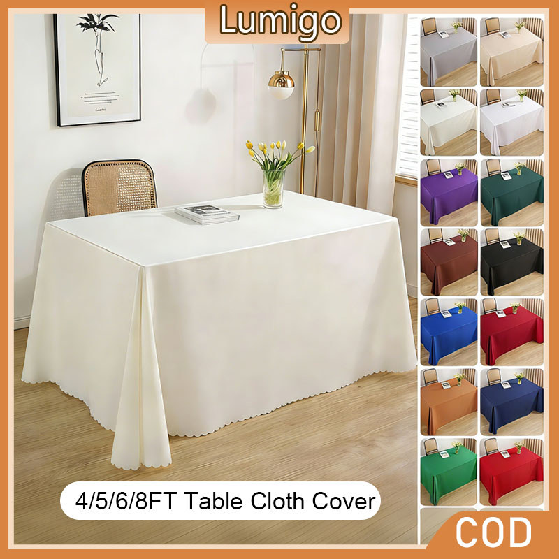 4/5/6/8FT Table Cloth Cover Rectangle Plain Solid Color Tablecloth ...