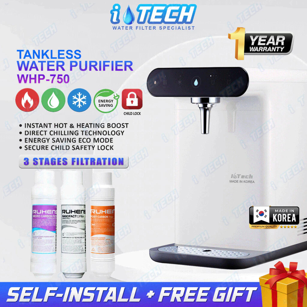 I-TECH Tankless Water Purifier Instant Hot & Cold WHP-750 -with 3 ...