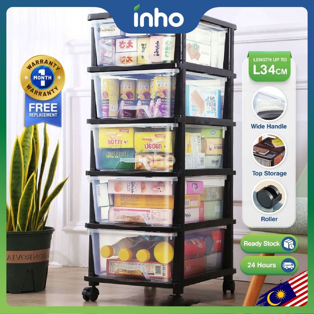 INHO L34cm (3-6 Layers) Multipurpose Moveable Storage Cabinet/Box ...