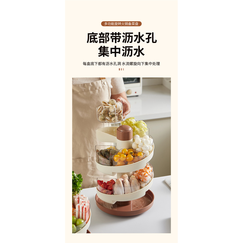 Kitchen preparation tray, hot pot platter, drainable, compartmentalized ...