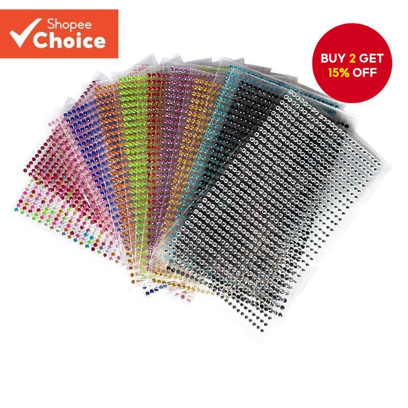 3mm 750pcs/set Acrylic Crystal Stickers Self Adhesive Colorful Flatback ...