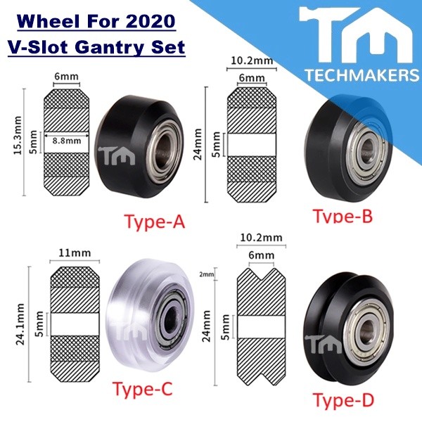 Wheel For 2020 Type A / Type B / Type C / Type D V-Slot Gantry Set Techmakers
