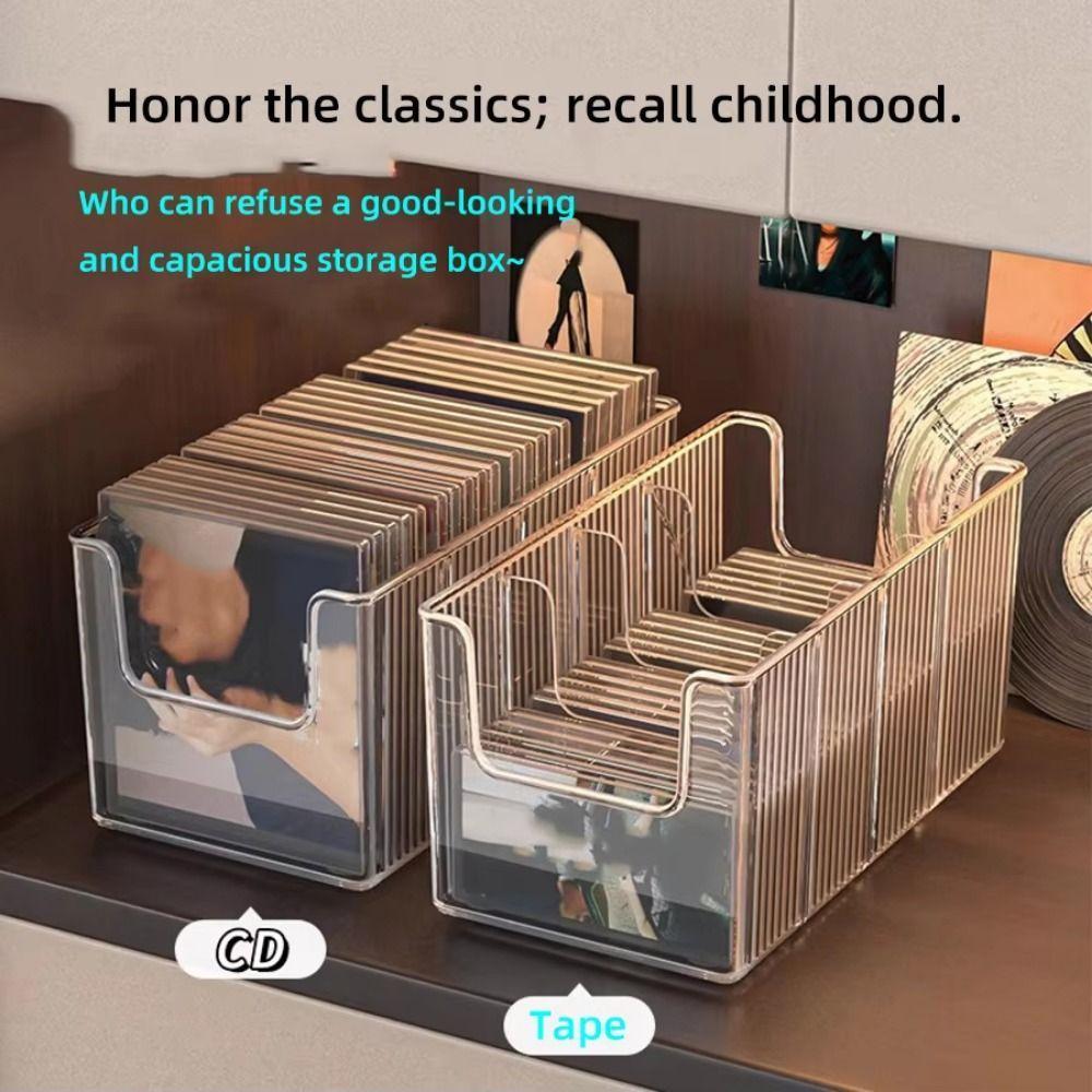 MALCOLM1 Vinyl Record Display Boxes, 4 Compartment Space Saving Desktop ...