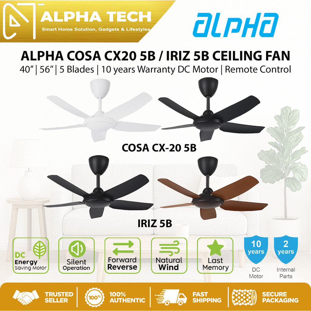 ALPHA Remote 5 Blades Ceiling Fans - COSA CX-20 (40
