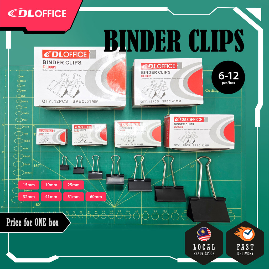 [ DL OFFICE ] 15MM-60MM PAPER BINDER CLIPS | PAPER DOUBLE CLIP | STRONG ...