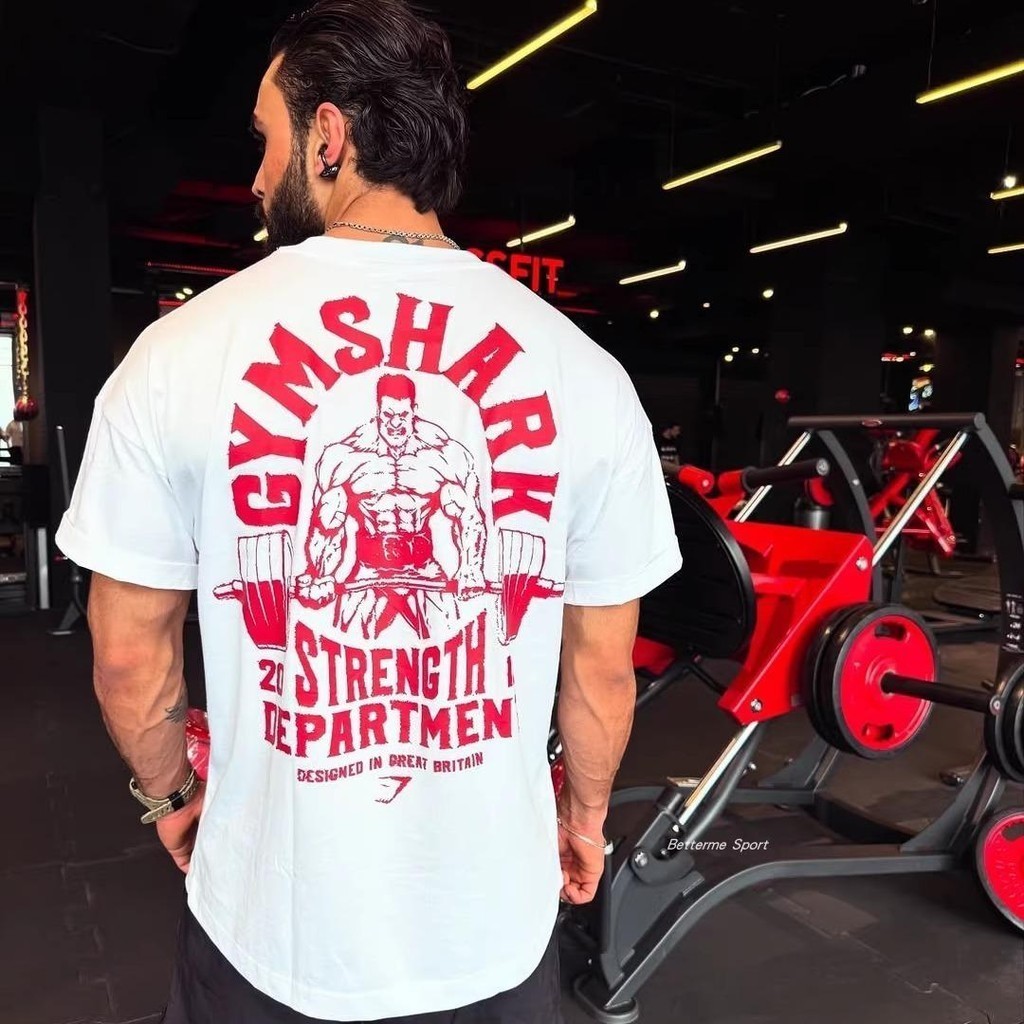 Gymshark sports fitness short-sleeved cotton weight lifting muscle male ...