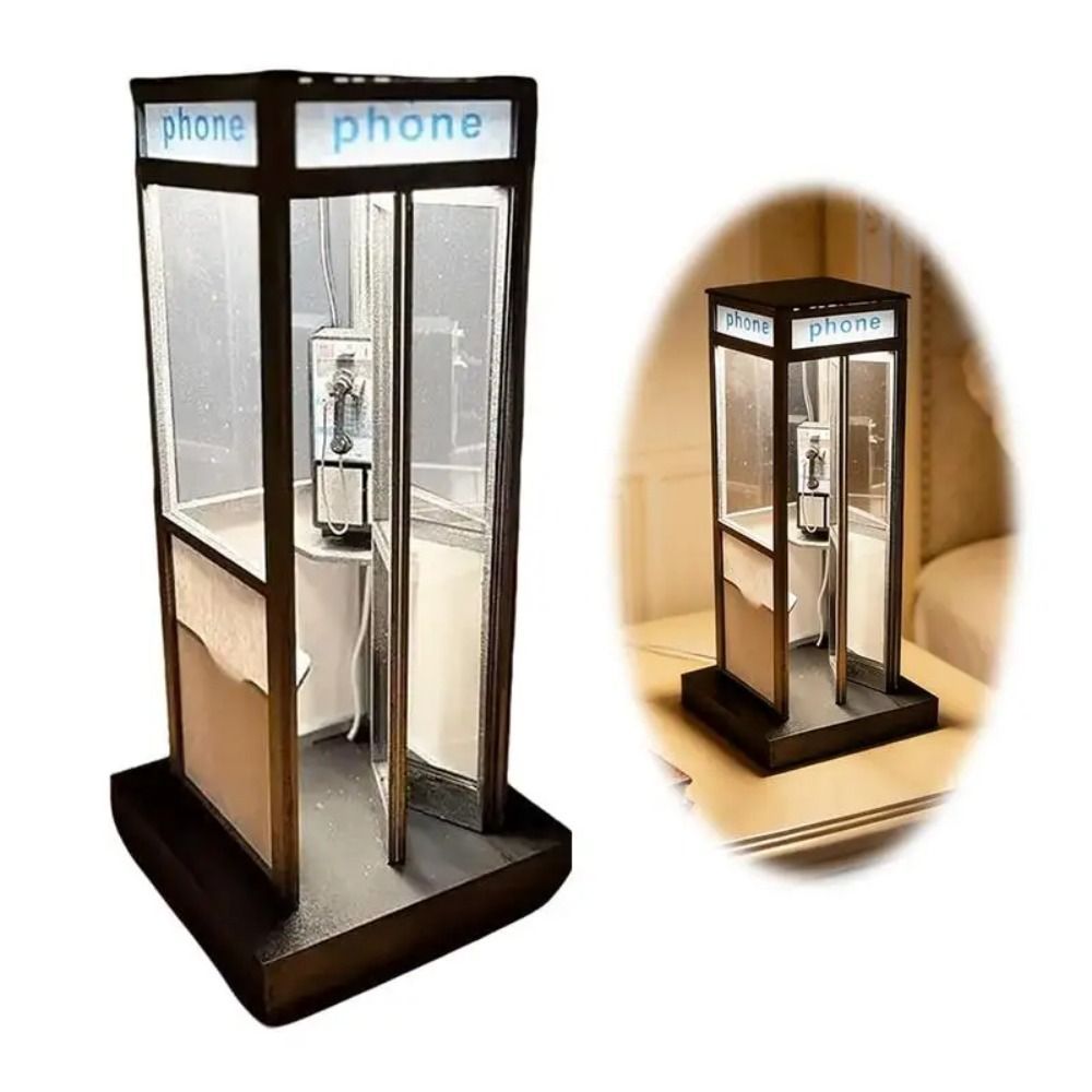 TRENDYSTYLE Phonebooth Lamp, Warm LED Light British Style Telephone ...