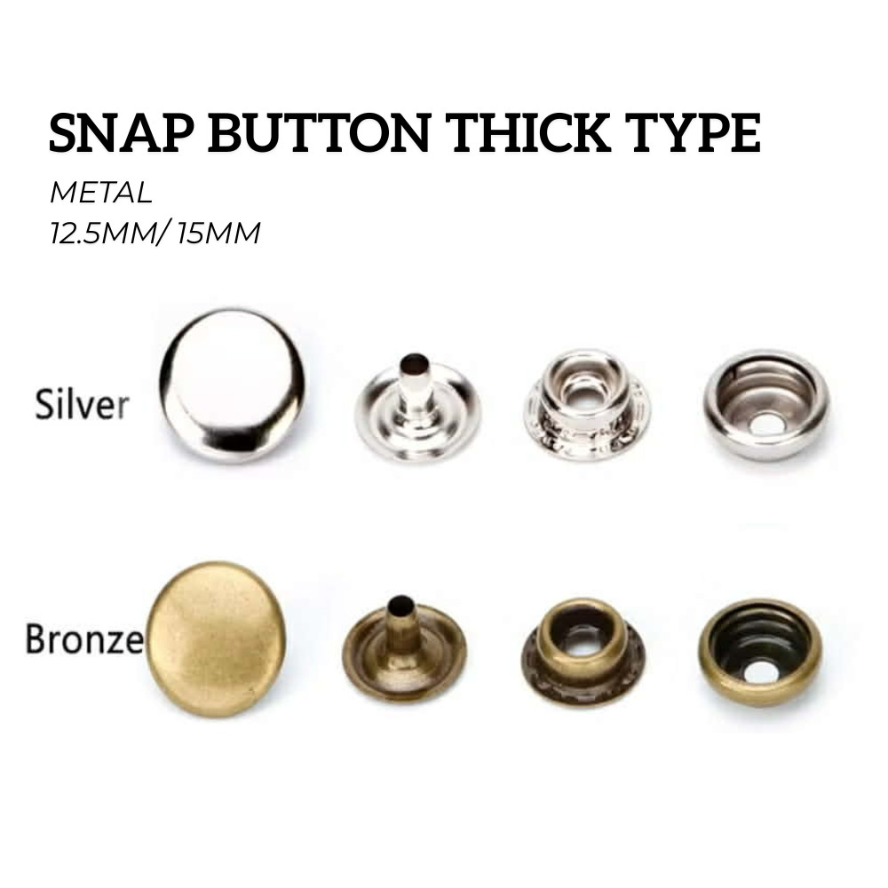 YLT 20pcs Butang Tebal Besi Silver Bronze Thick Snap Button 12.5-15mm ...