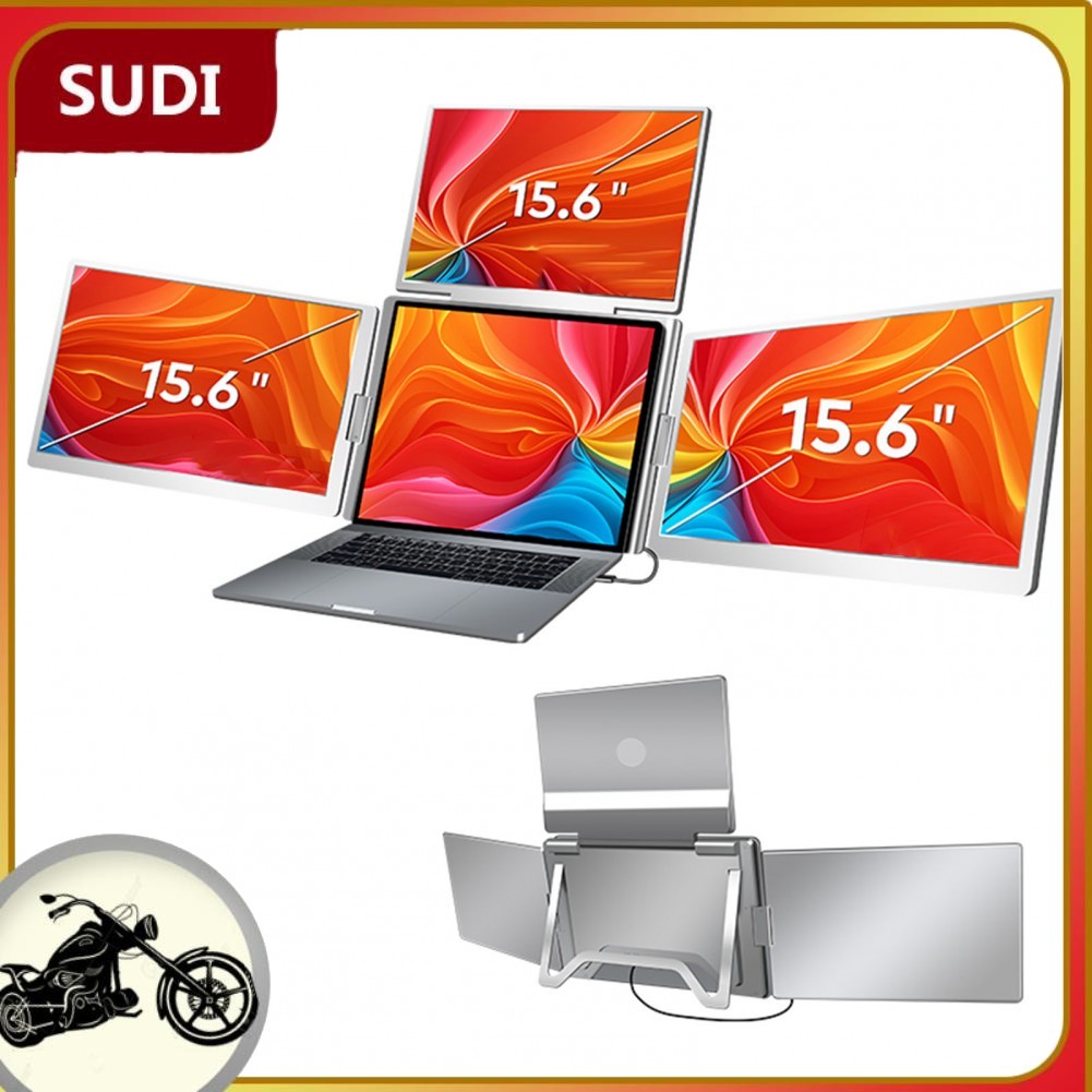 sudi 15.6 Laptop Screen Extender Quad Monitors Portable 1 Cable for 3 ...