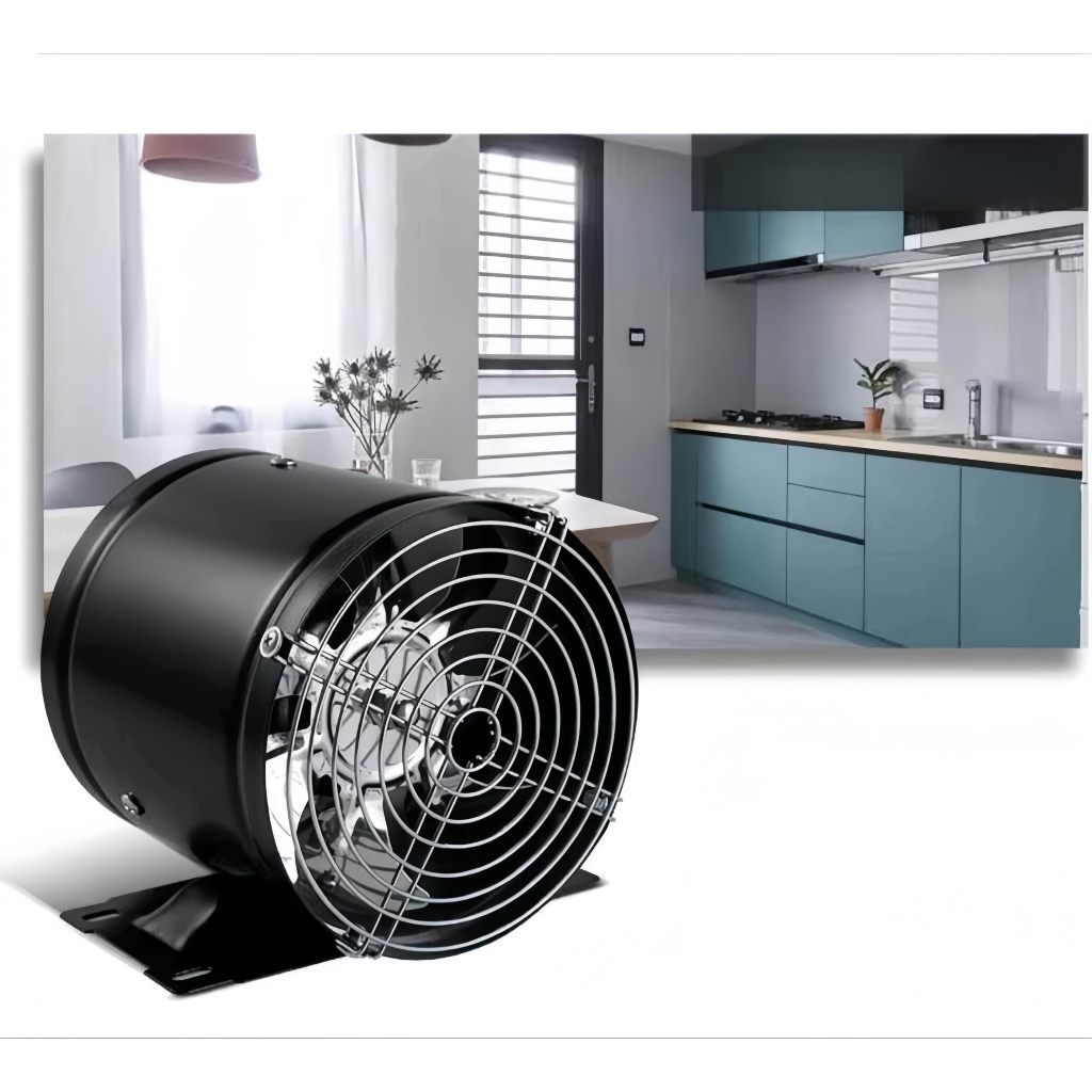 8-inch ducted exhaust fan with switch, low noise, high airflow, metal ...