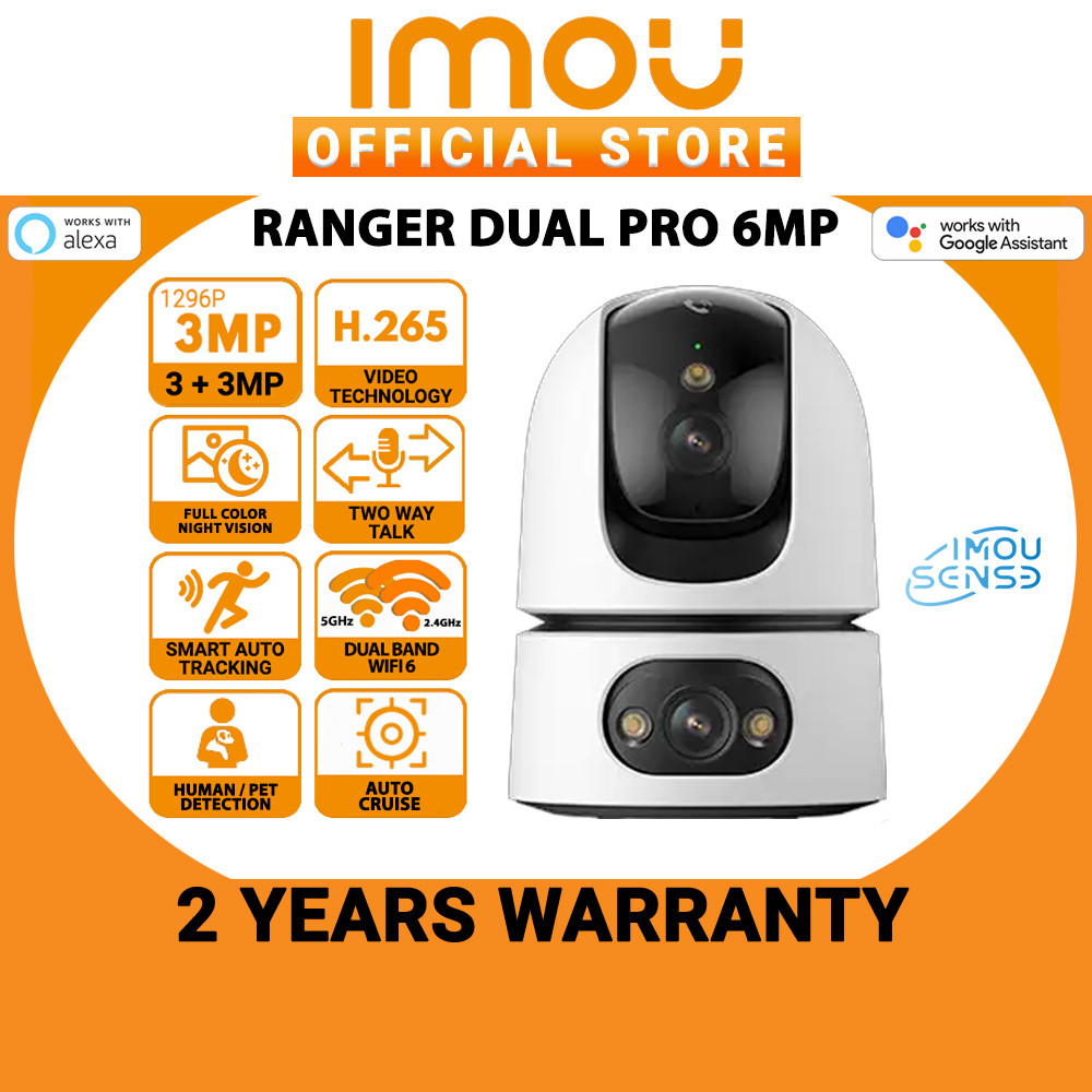 Imou Ranger Dual Pro 6MP UHD 2K Pan/Tilt Color Night Vision Two Way ...