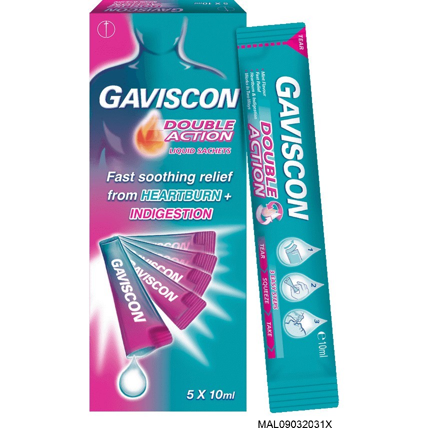 GAVISCON DOUBLE ACTION SACHET 10ML X5'S (EXP: 1/2027) | Shopee Malaysia