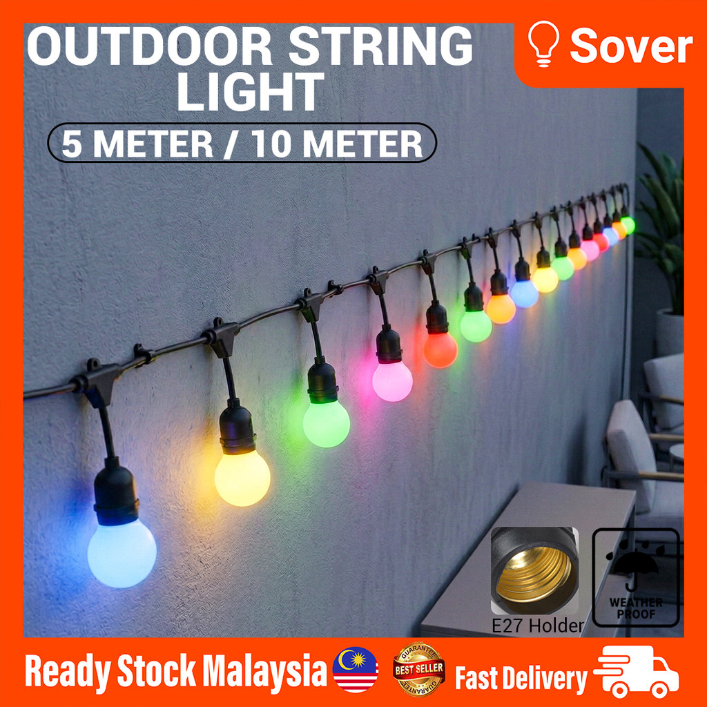 10 Meter 20 unit E27 Lamp Holder Waterproof Outdoor LED String Light ...