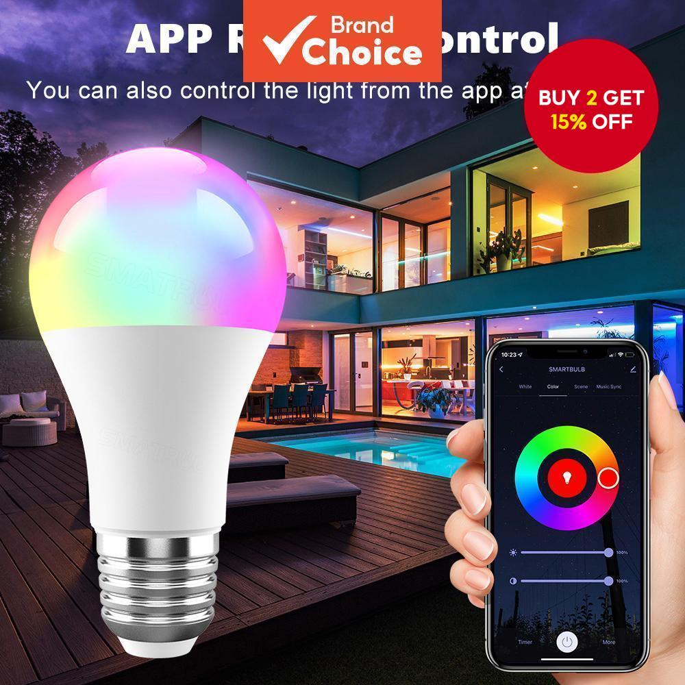 Wifi Smart Led Light Bulb E27 RGB 10W Compatible with Google Assistant ...
