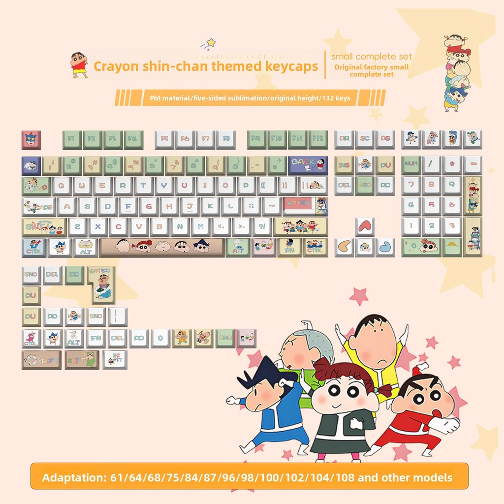 Cartoon Crayon Shin-chan PBT Sublimation Keycaps Cherry Height ...