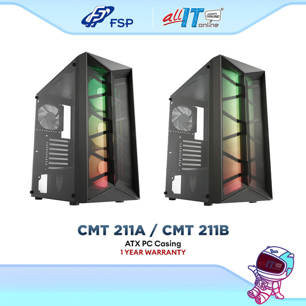 FSP CMT 211A / CMT 211B ATX Mid Tower Desktop PC Casing | 4 x120mm Fans ...