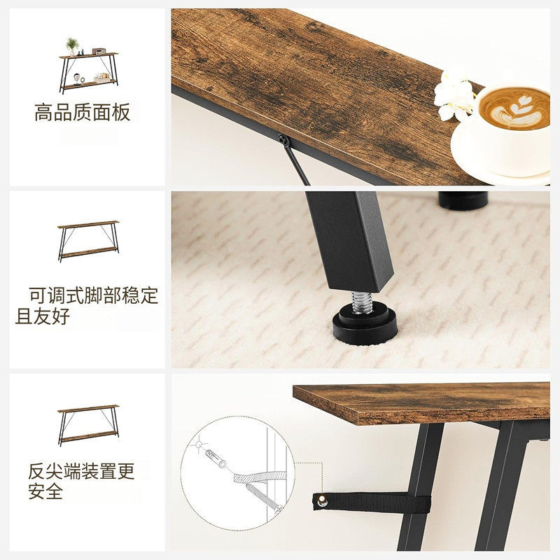 All Solid Wood Behind Sofa Entrance Table Bedside Iron Art Long Table ...