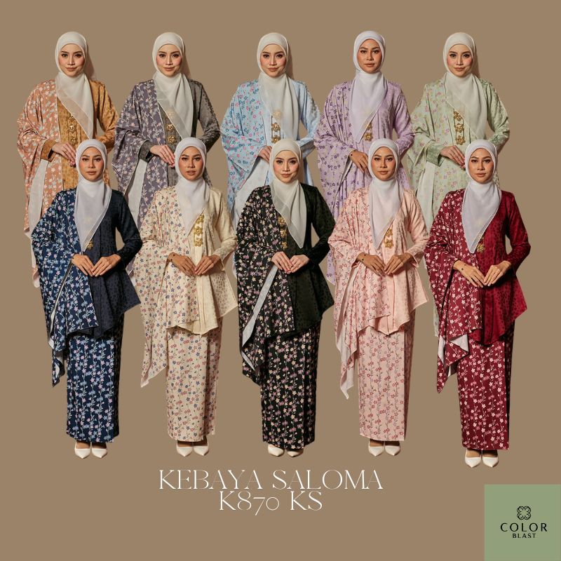 Color Blast Baju Kebaya Saloma With Shawl | Satin Cey Crepe Plus Size ...