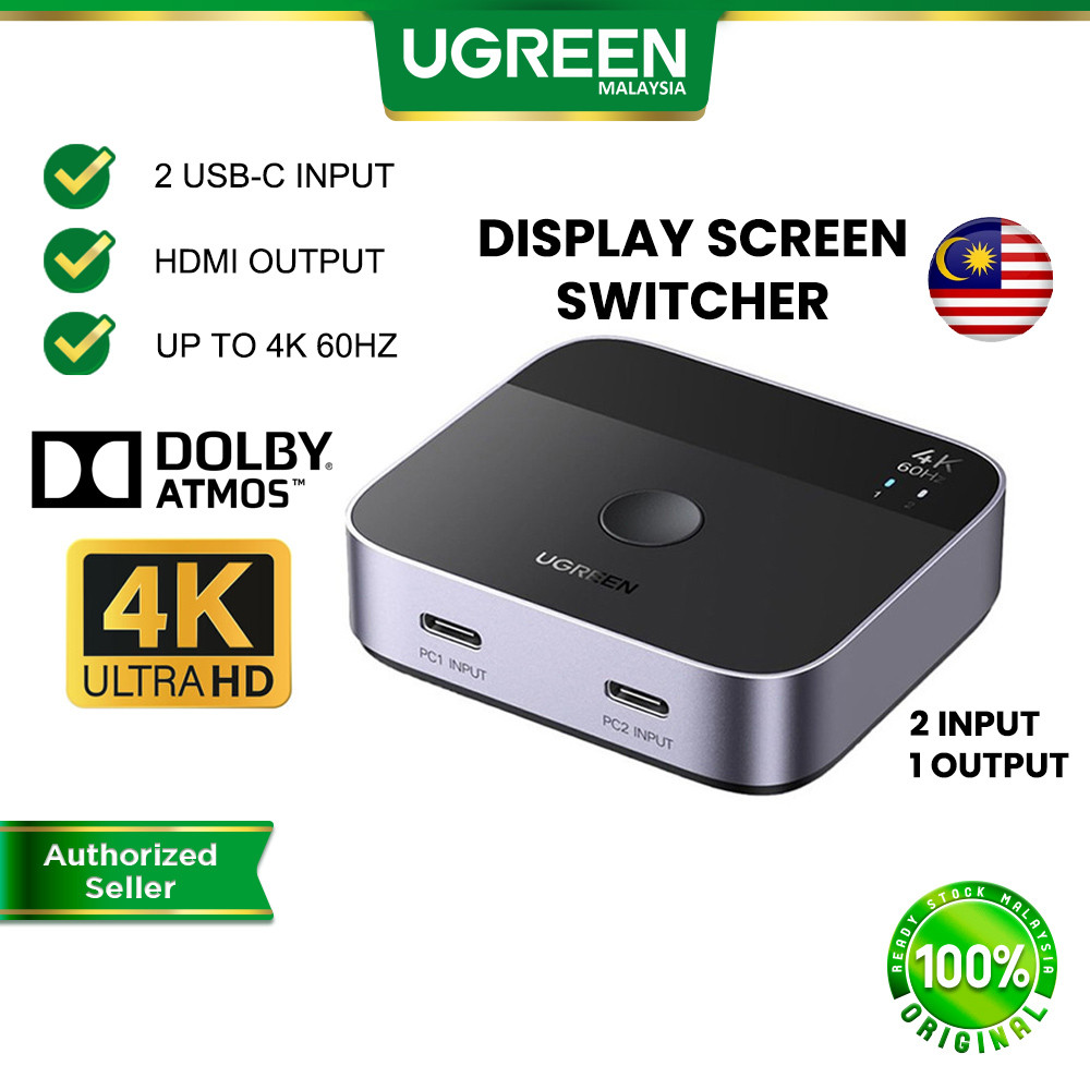 UGREEN USB C HDMI Switch 2 in 1 out Display Screen Switcher 4K 60Hz HDR ...