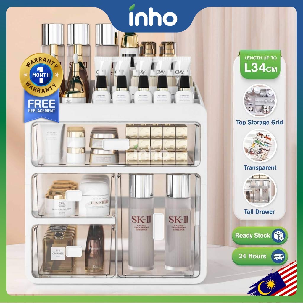 INHO 27/32L Multifunctional Desktop Drawer Storage Organizer Comestic ...