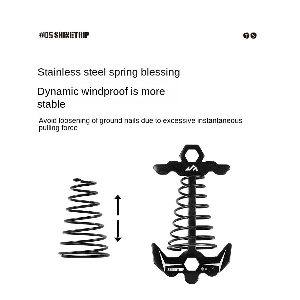 ShineTrip Tactical Fishbone Stakes with Spring Hooks and Guy Lines for ...