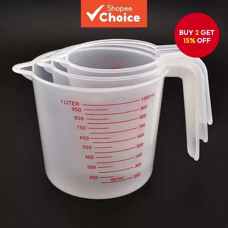 3-piece Liquid Measuring Cup Set, Pvc Scale, Plastic Beakers 250/500 ...
