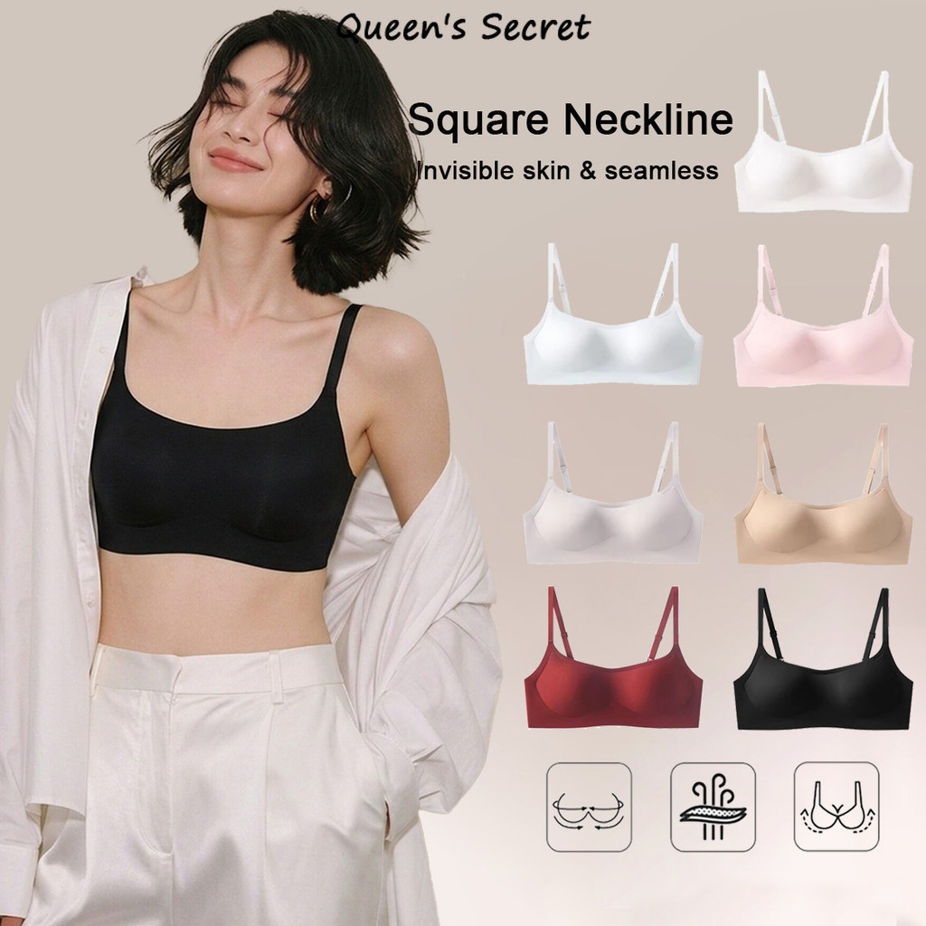 [Queen Secret] Invisible Square Neck Foundation Bra for Women, Push Up ...