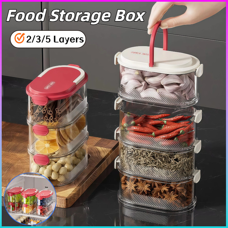 Multi-Layer Food Storage Box Kitchen Organizer Container Stackable ...