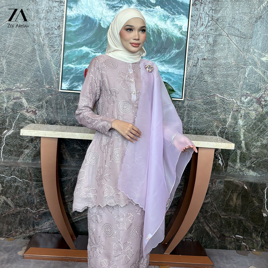 ZOE ARISAH Refyla Kurung Pahang Simple Sulaman Premium Kebarung Koleksi ...
