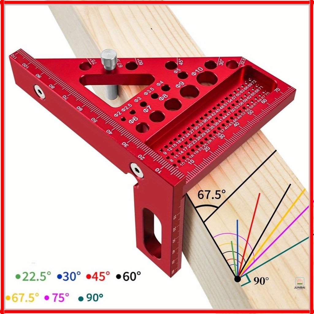 Carpentry right-angle triangle ruler, aluminum alloy, 45/90 degree ...